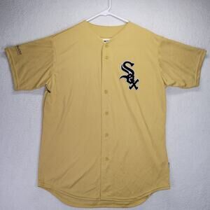 Chicago White Sox Jersey Mens Large Majestic Gold Heat Transfer Logo Cool Base